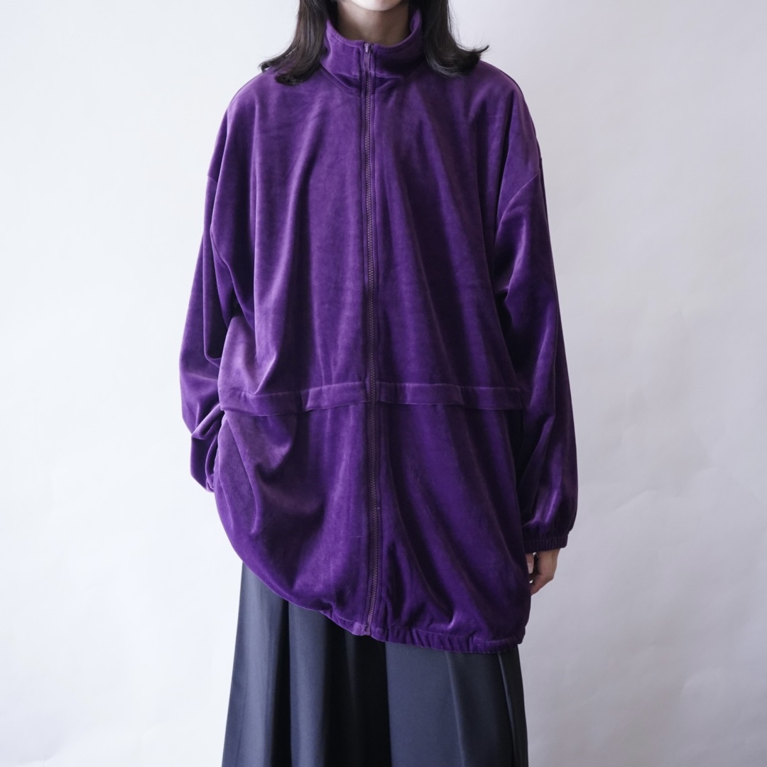 oversized purple velours track jacket