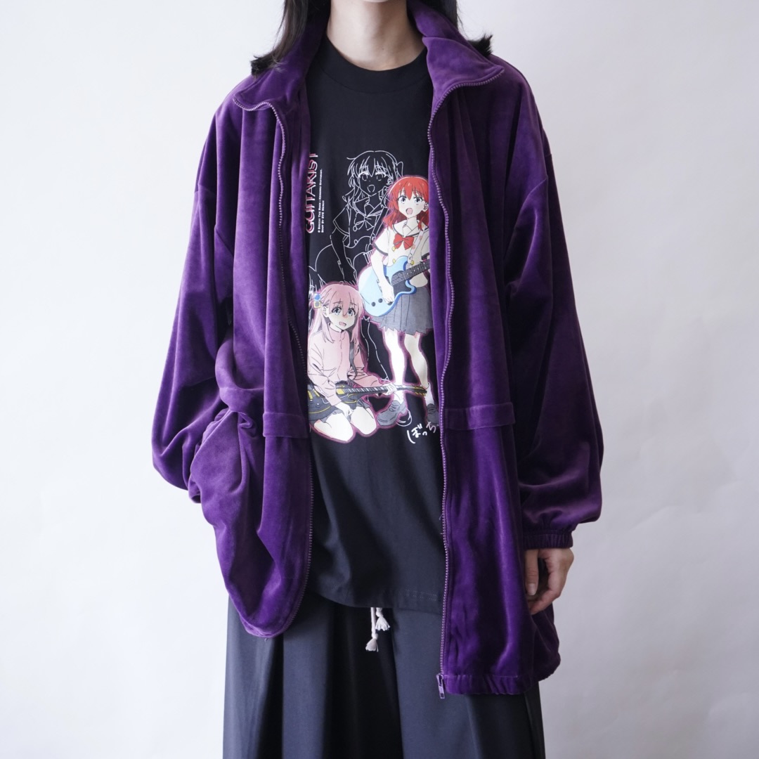 oversized purple velours track jacket