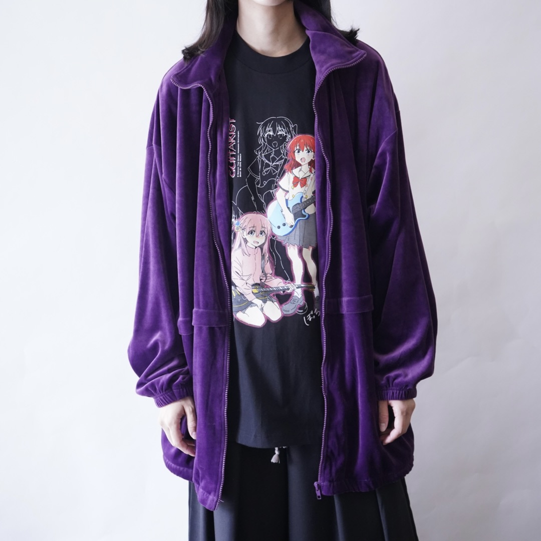 oversized purple velours track jacket