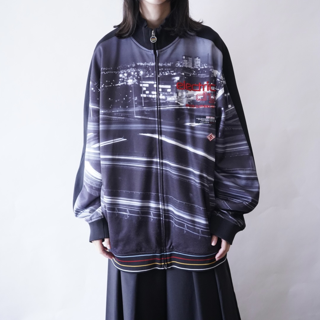 oversized night view graphic track jacket