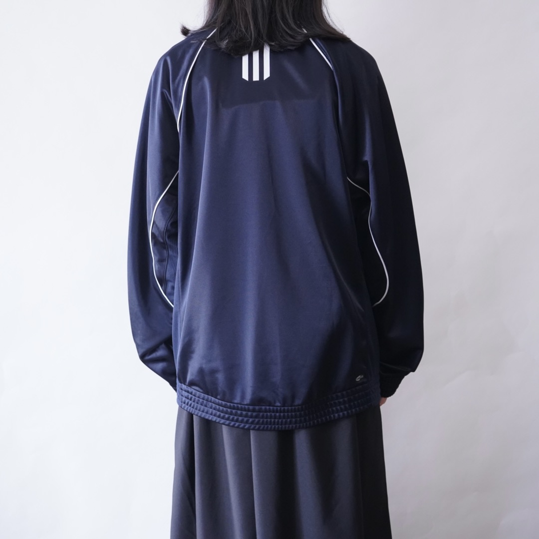 【adidas】snap button design glossy blue black track jacket