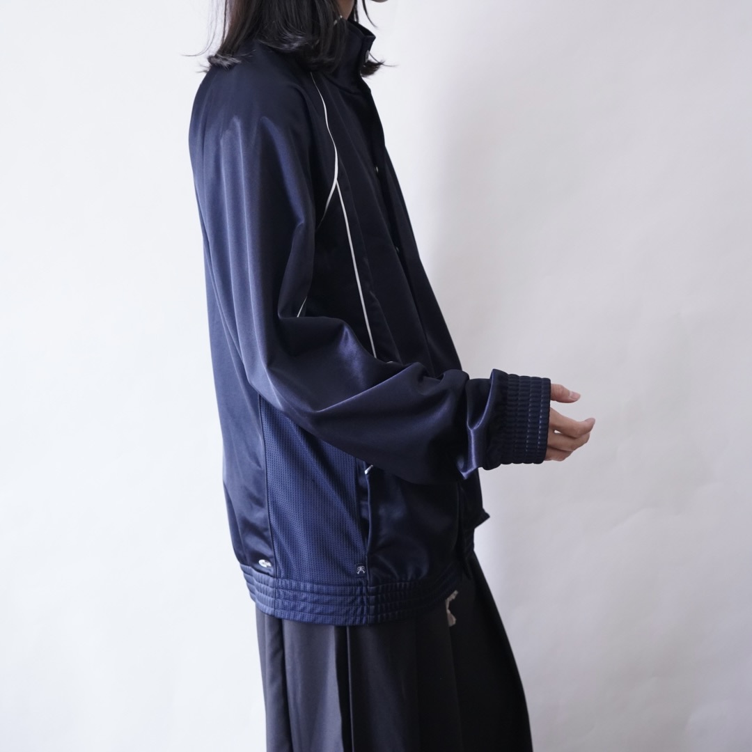 【adidas】snap button design glossy blue black track jacket