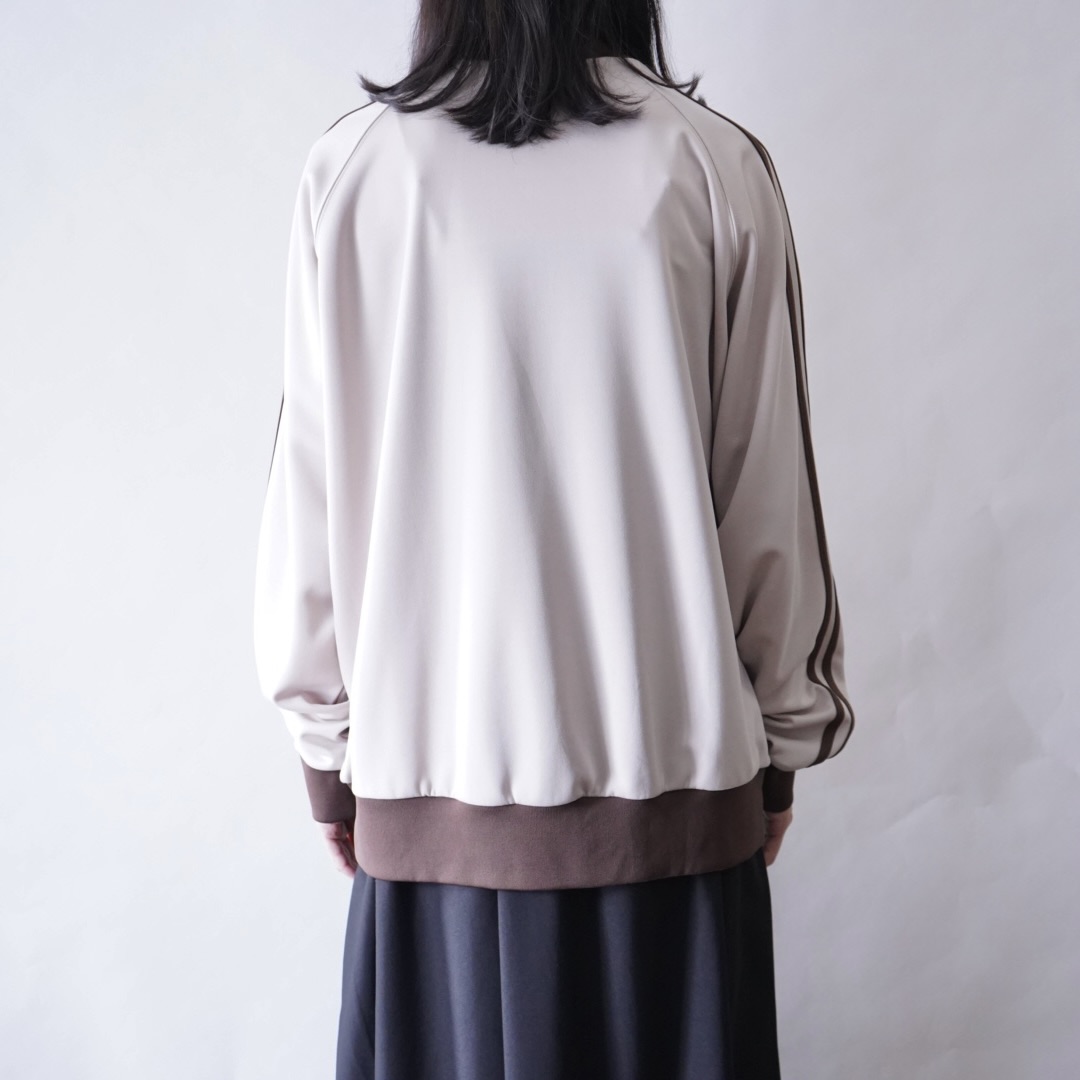 "CHINA × SPORTS" beige × blue China track jacket