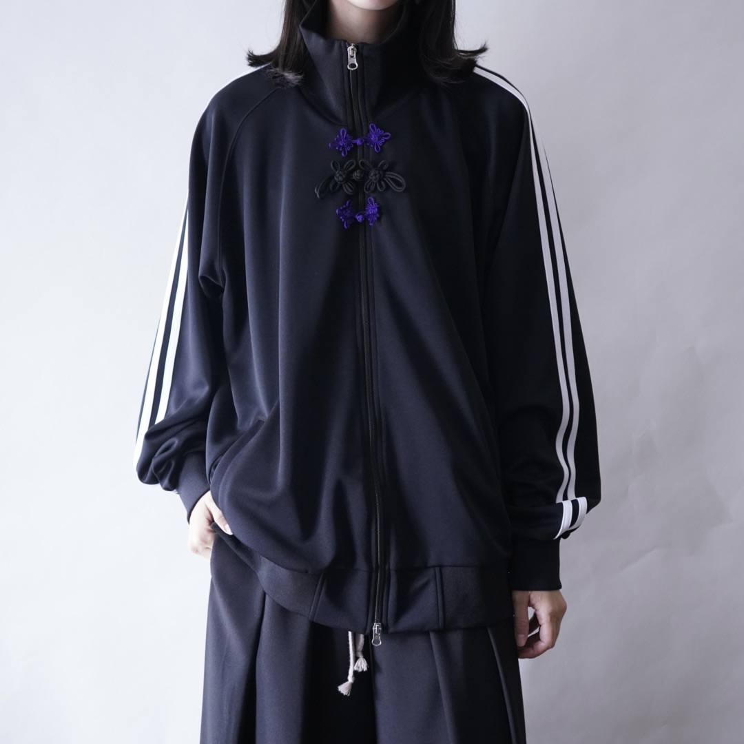 "CHINA × SPORTS" black × purple China track jacket