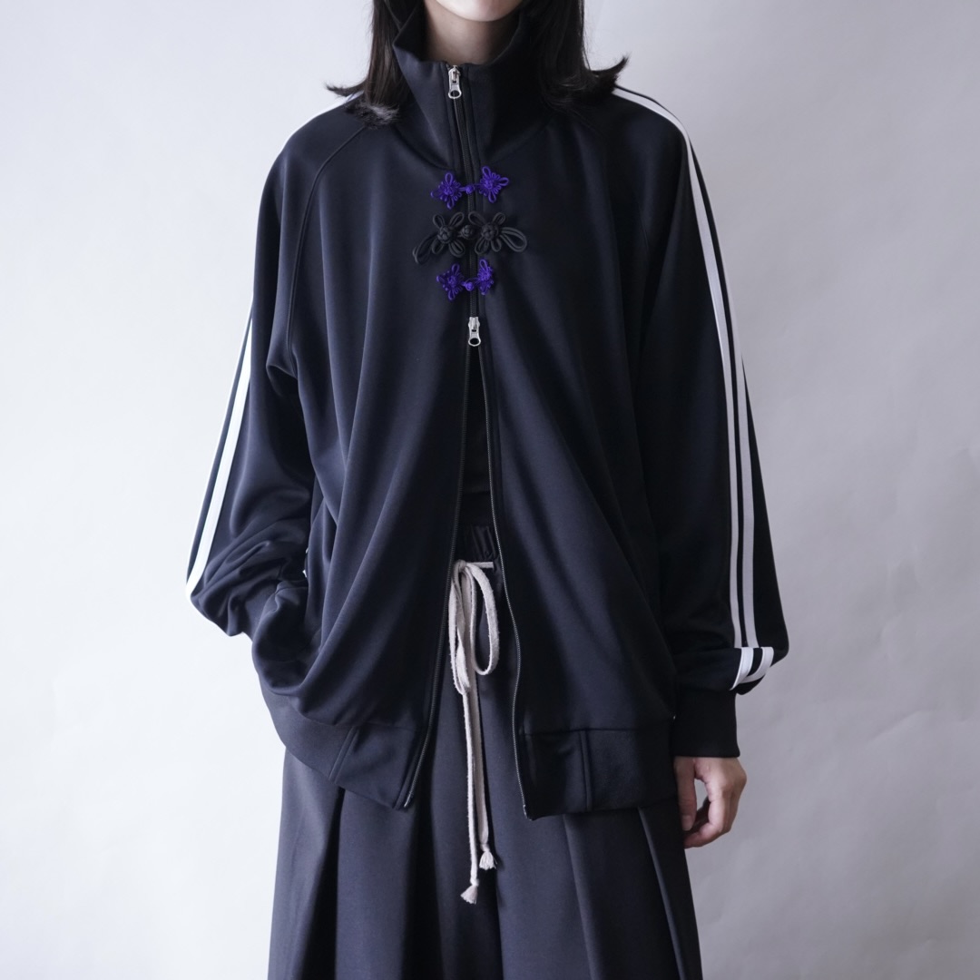 "CHINA × SPORTS" black × purple China track jacket