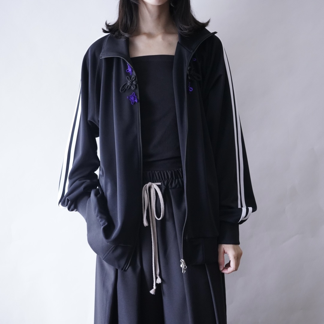 "CHINA × SPORTS" black × purple China track jacket