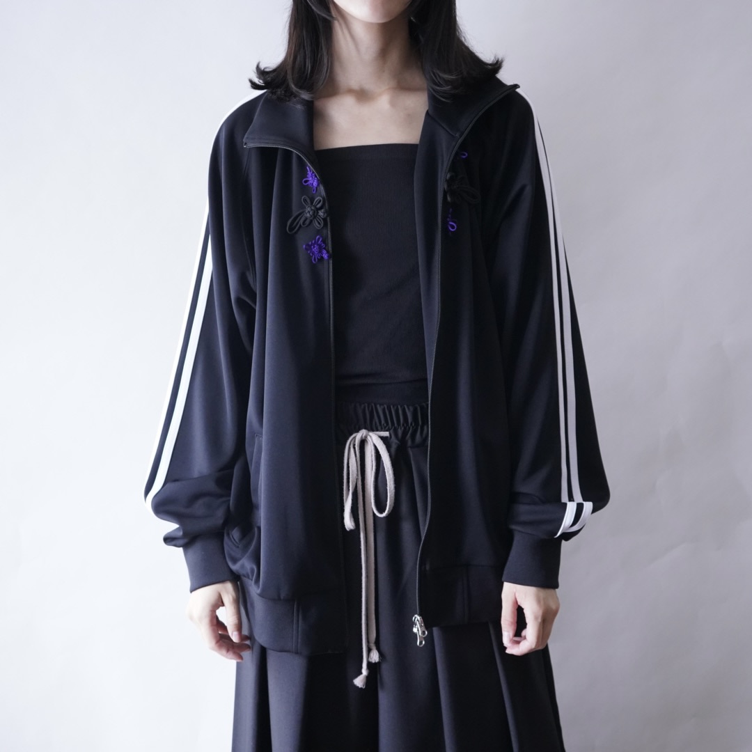 "CHINA × SPORTS" black × purple China track jacket