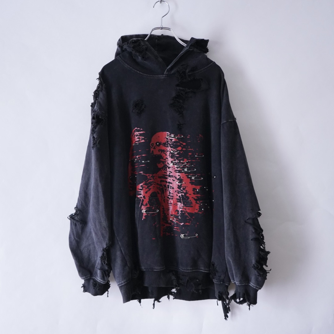 【Dark Side Remake】red skull BORO × CUSTOM pullover parka