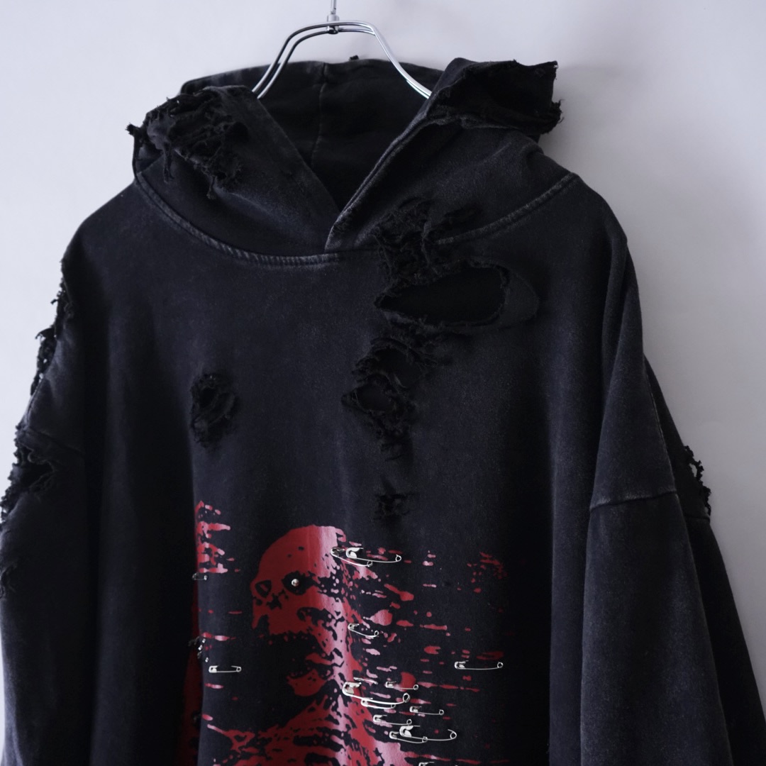 【Dark Side Remake】red skull BORO × CUSTOM pullover parka