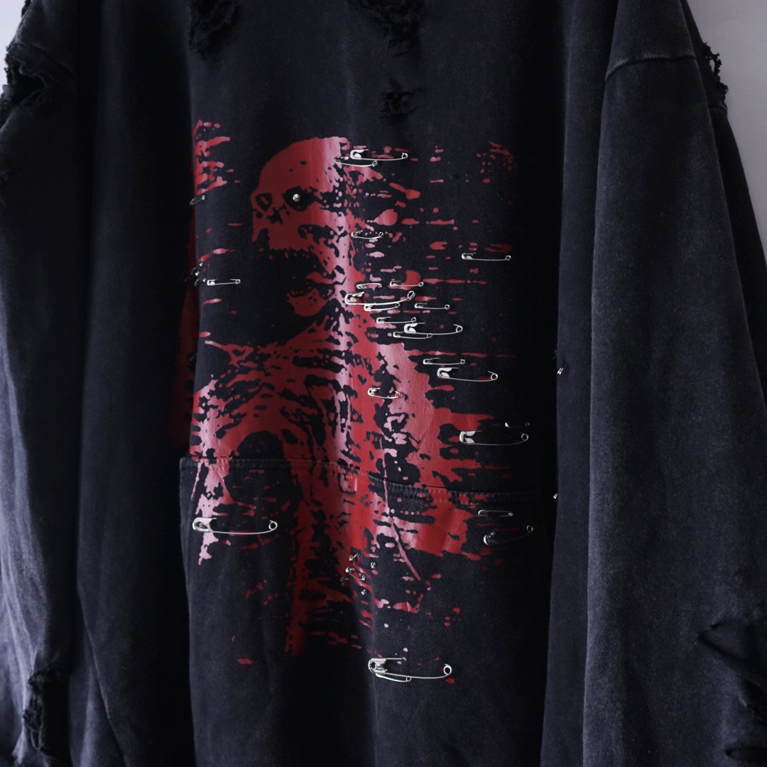 【Dark Side Remake】red skull BORO × CUSTOM pullover parka