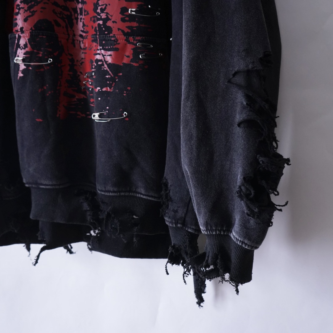 【Dark Side Remake】red skull BORO × CUSTOM pullover parka