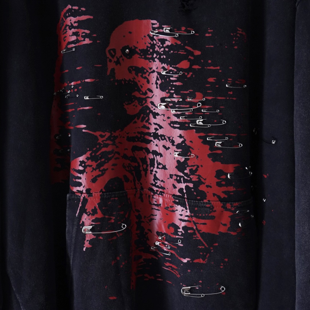 【Dark Side Remake】red skull BORO × CUSTOM pullover parka