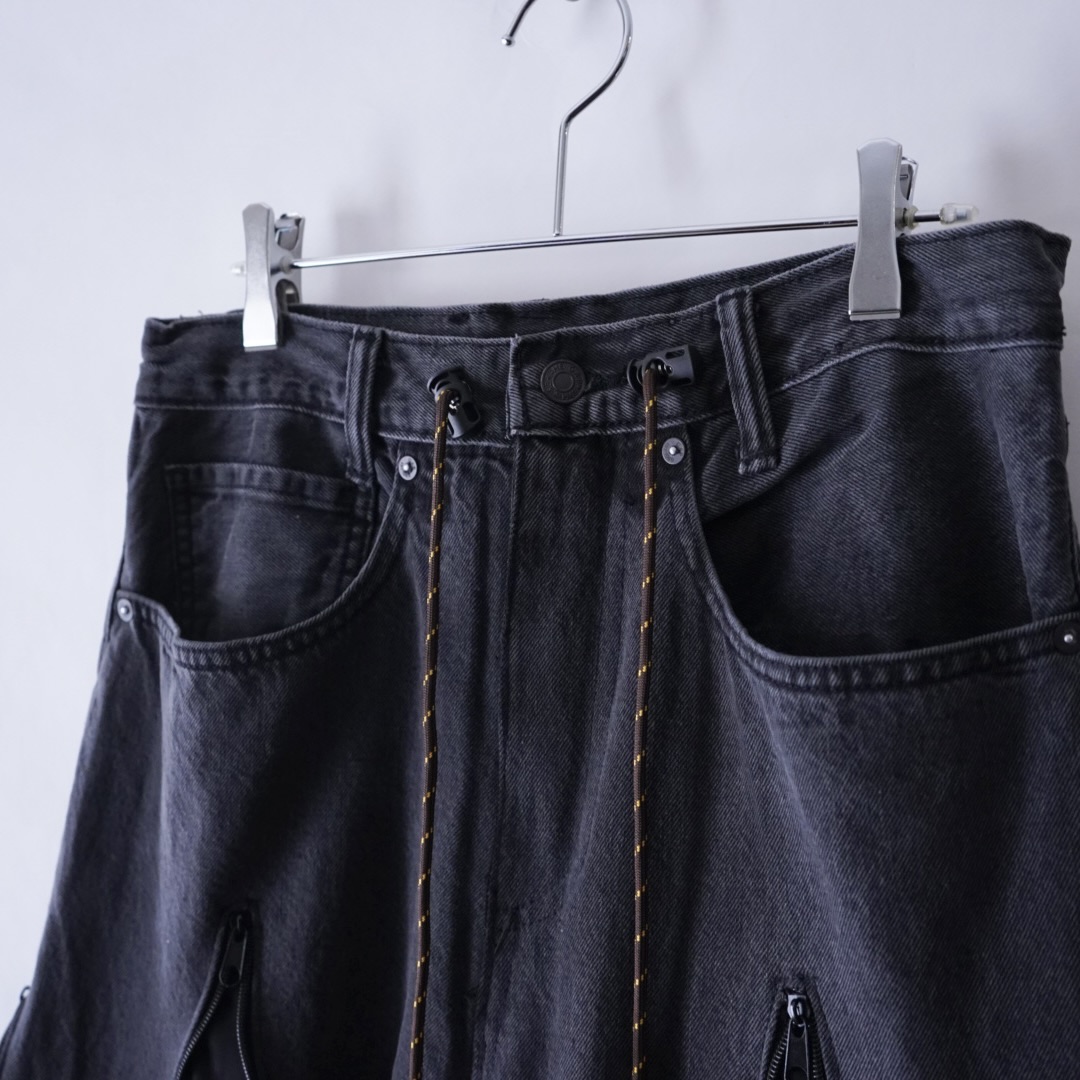 【Docking Remake】"adidas" track pants × black denim zip skirt