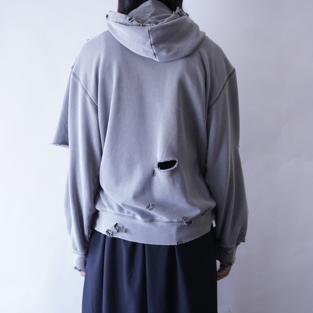 【PUNK REMAKE】"adidas" BORO × STUDS custom short length parka