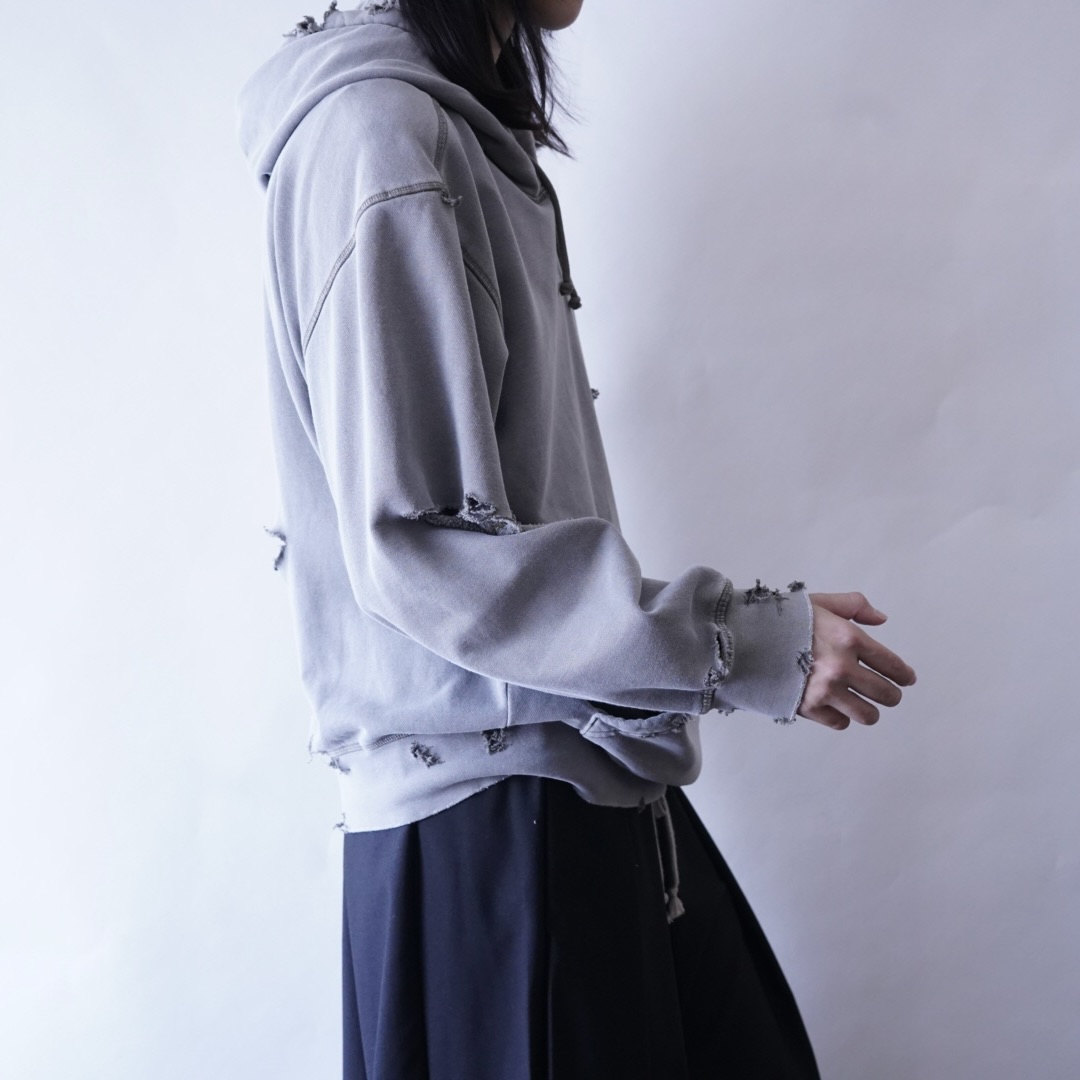 【PUNK REMAKE】"adidas" BORO × STUDS custom short length parka