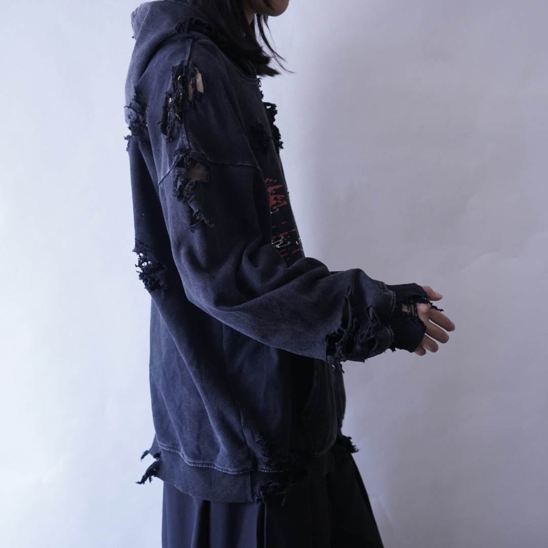 【Dark Side Remake】red skull BORO × CUSTOM pullover parka