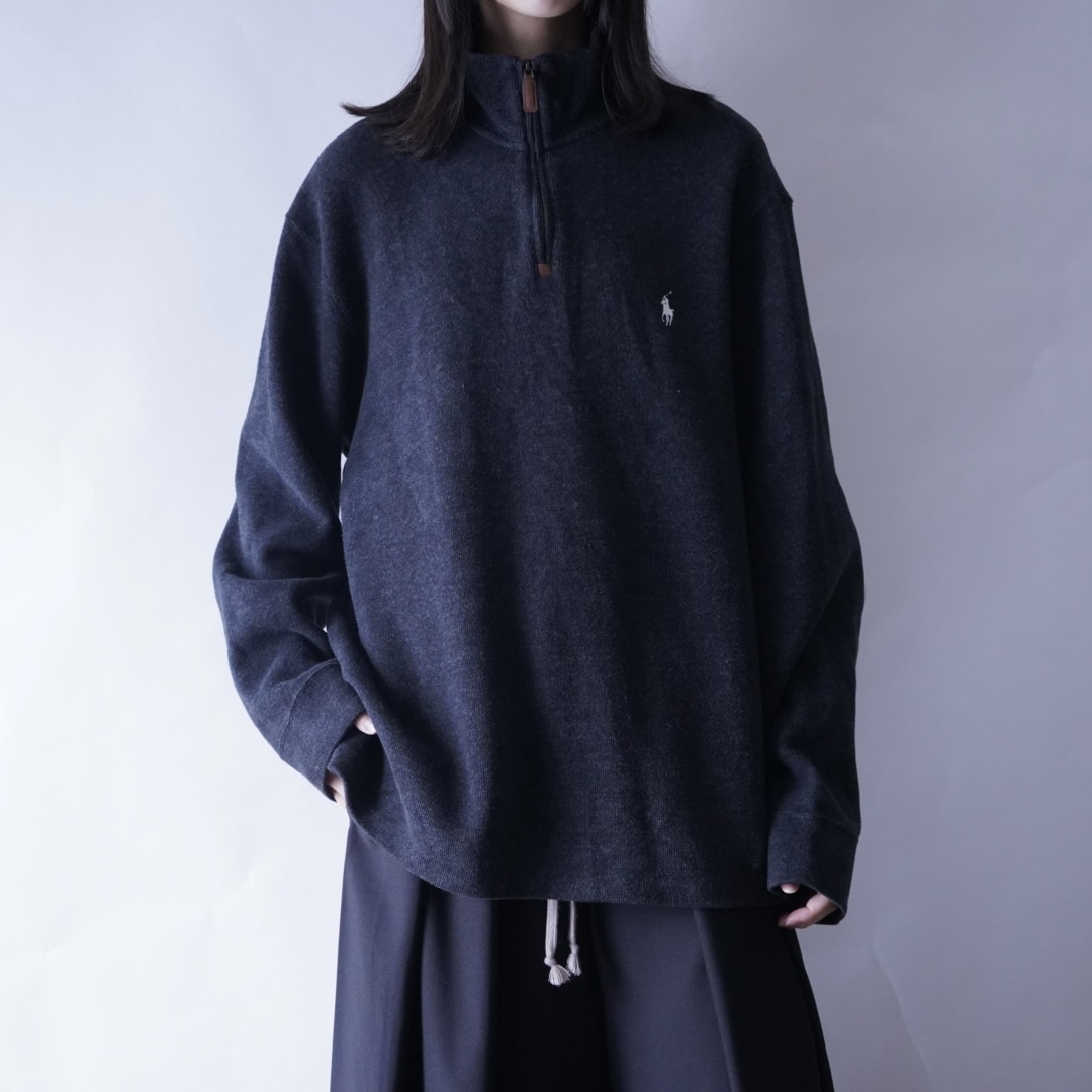 【RalphLauren】half zip charcoal gray half zip knit