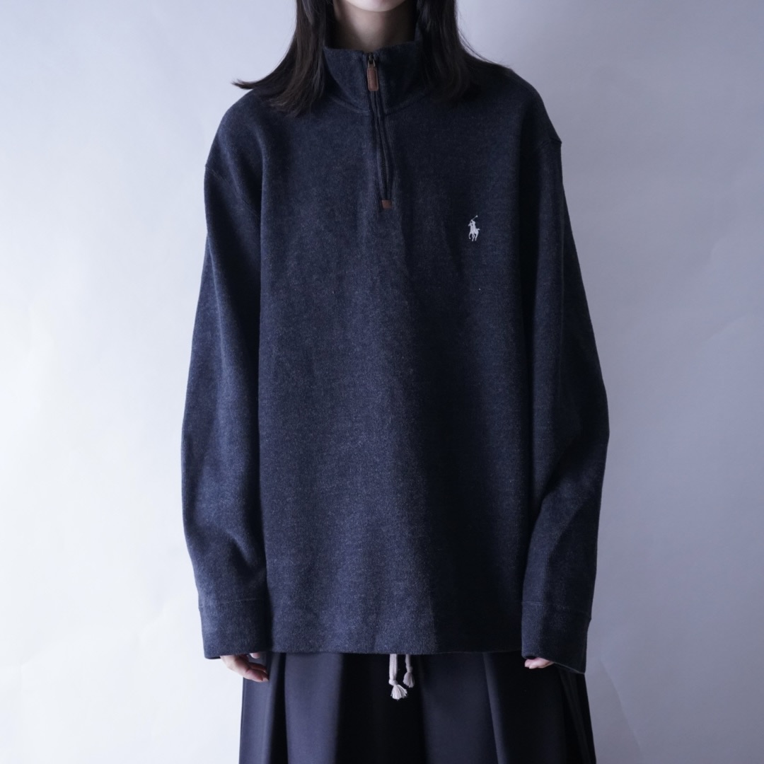 【RalphLauren】half zip charcoal gray half zip knit