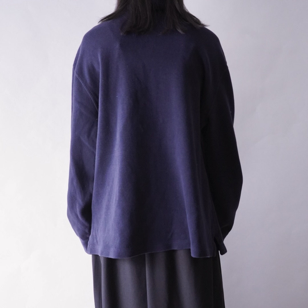 【RalphLauren】navy × yellow half zip knit