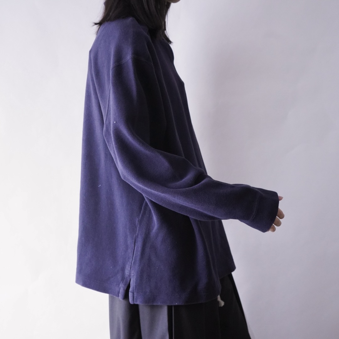 【RalphLauren】navy × yellow half zip knit