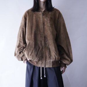pig suede leather short length bomber blouson