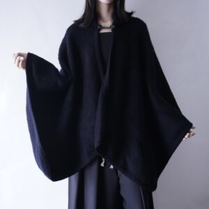 black shaggy wool poncho