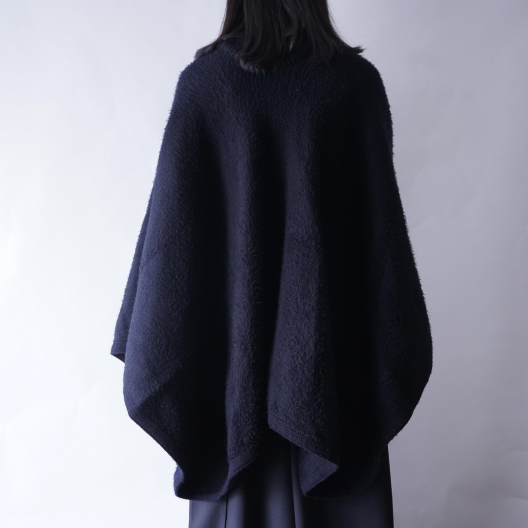 black shaggy wool poncho