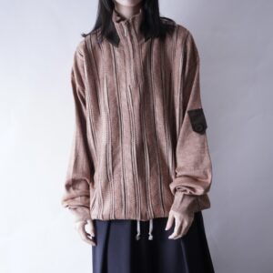 oversized 4XL brown switching knit pullover