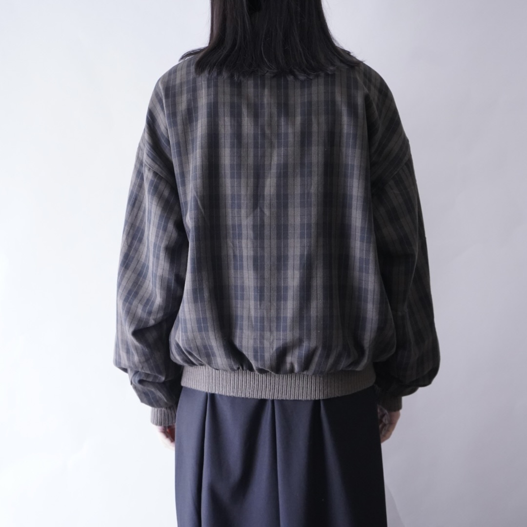 bitter check pattern × earth color reversible sweat cardigan