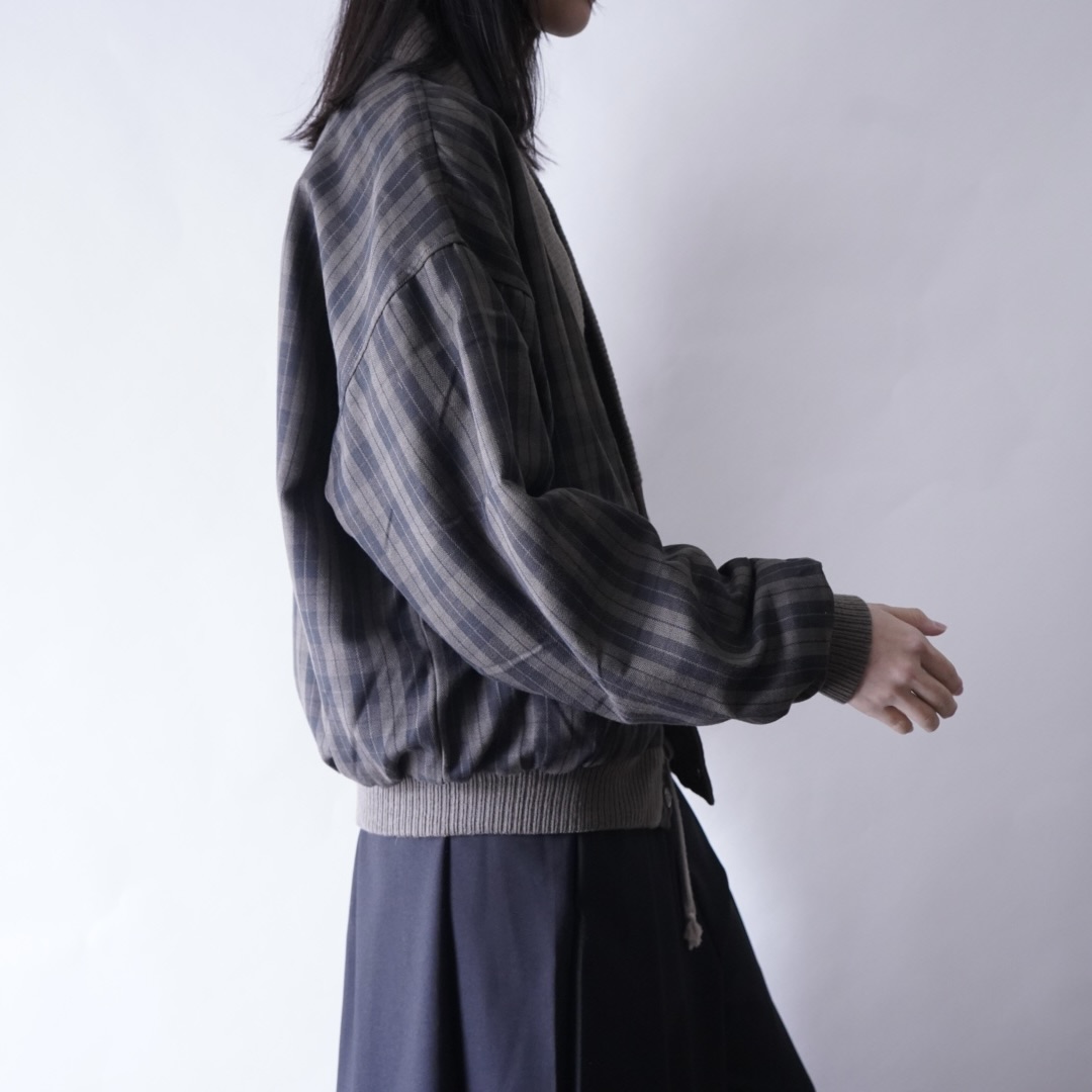 bitter check pattern × earth color reversible sweat cardigan