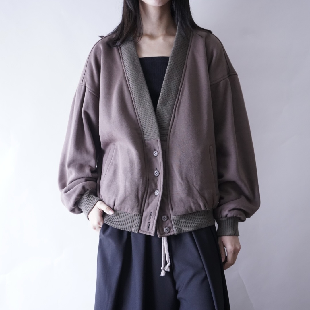 bitter check pattern × earth color reversible sweat cardigan