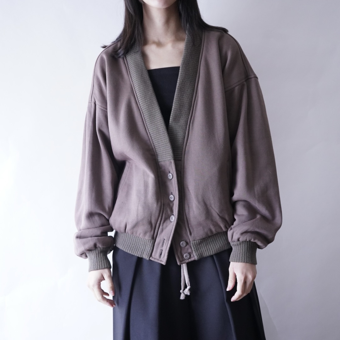 bitter check pattern × earth color reversible sweat cardigan