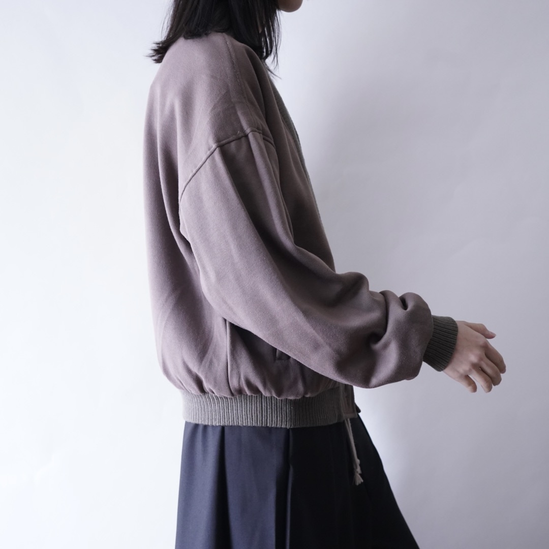 bitter check pattern × earth color reversible sweat cardigan