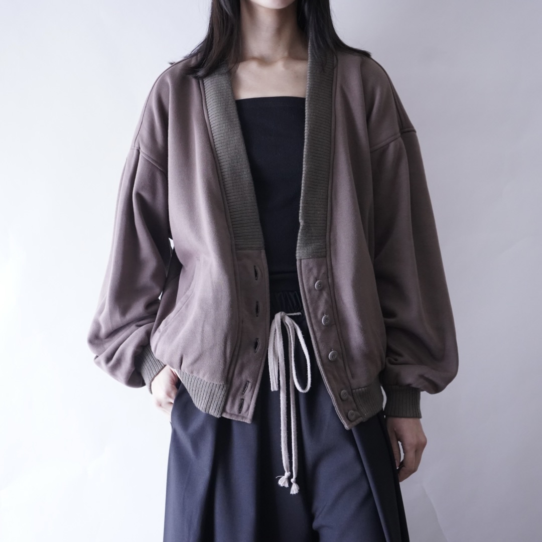 bitter check pattern × earth color reversible sweat cardigan