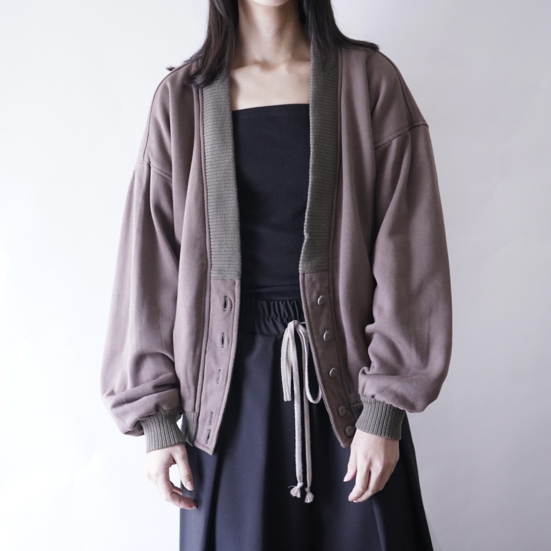 bitter check pattern × earth color reversible sweat cardigan