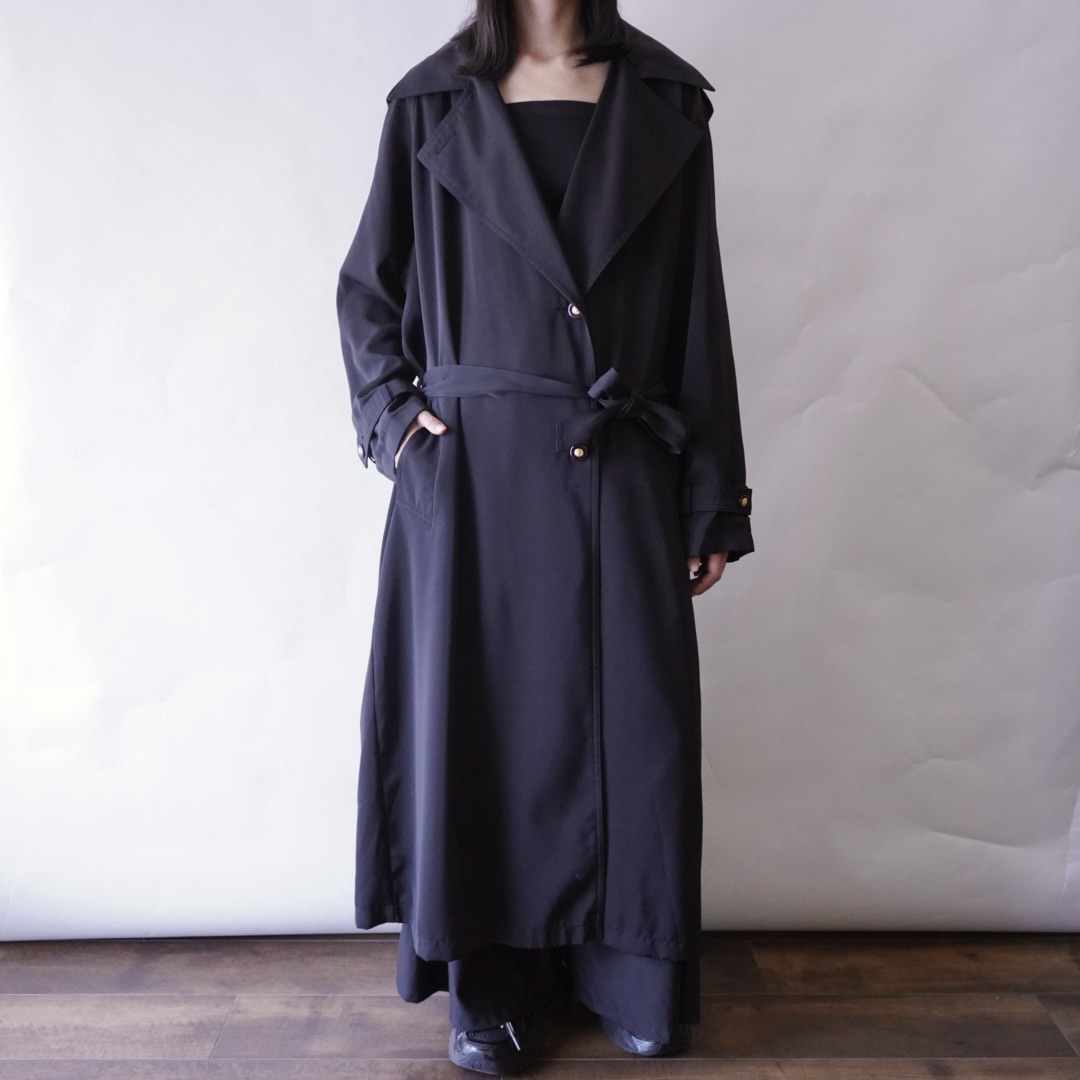 back many tuck gabardine maxi long coat