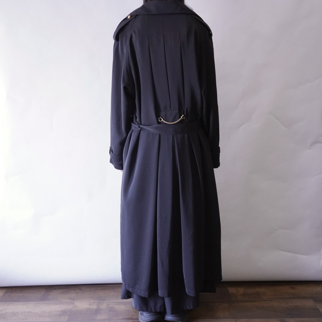 back many tuck gabardine maxi long coat