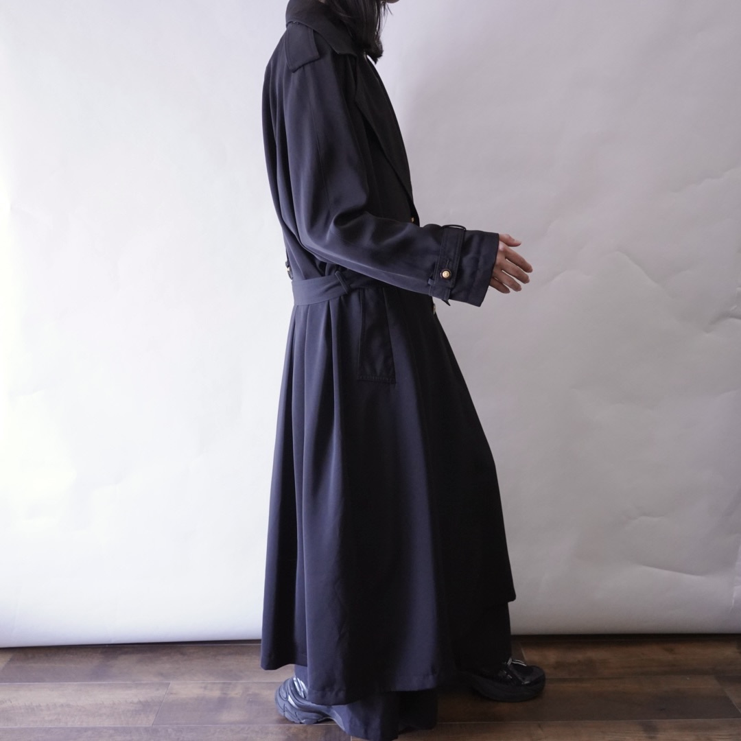 back many tuck gabardine maxi long coat