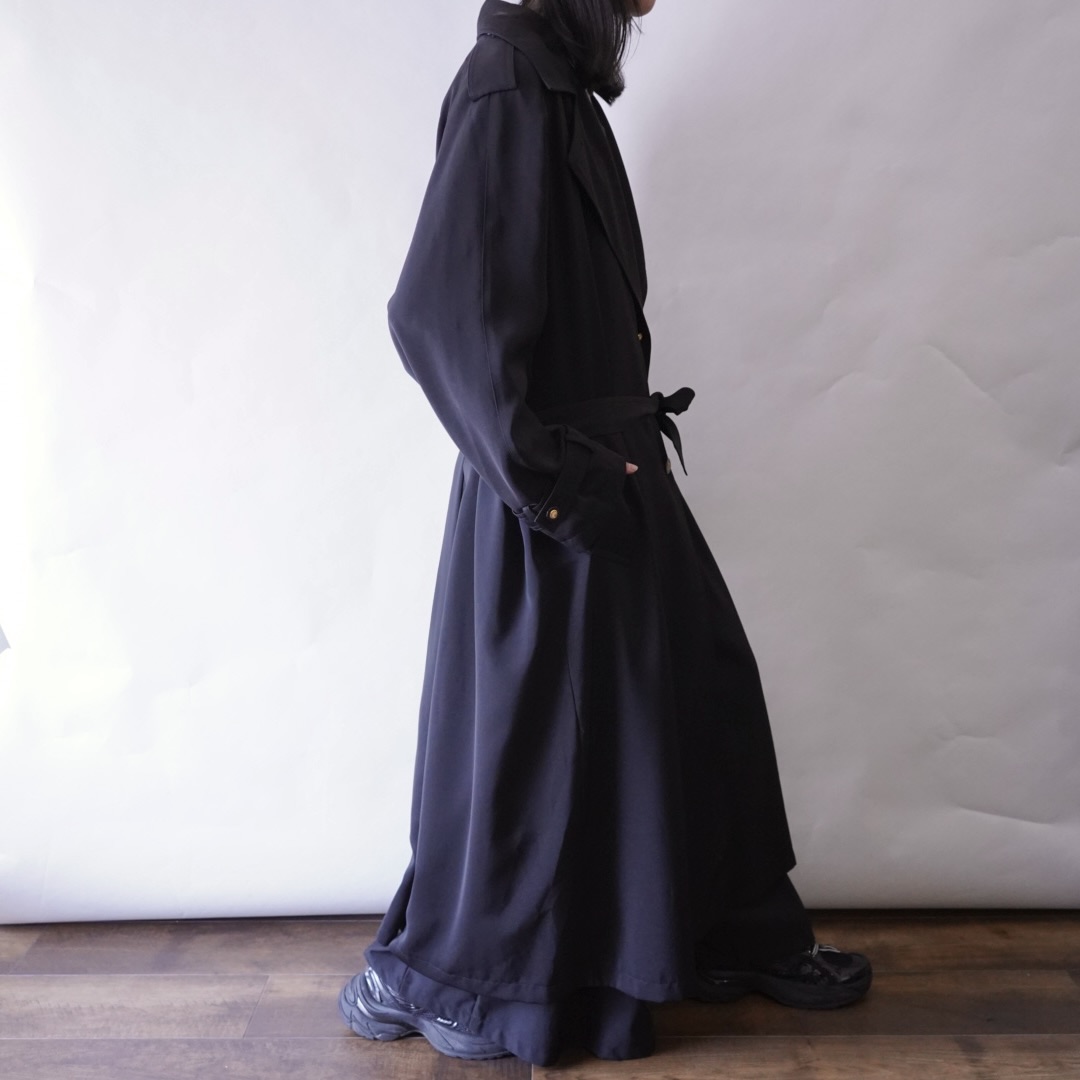 back many tuck gabardine maxi long coat
