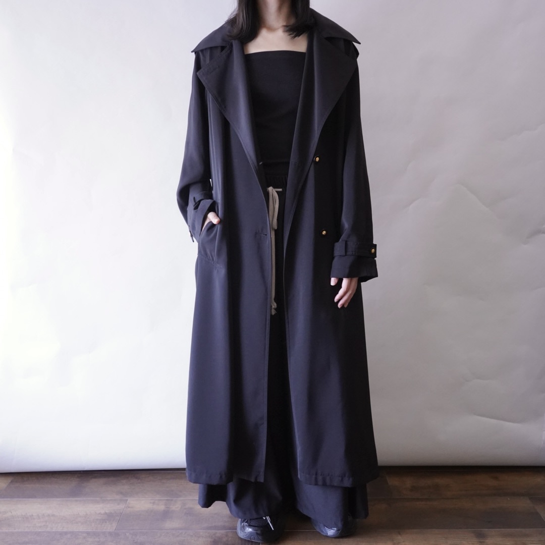 back many tuck gabardine maxi long coat