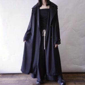 back many tuck gabardine maxi long coat