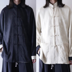 black × cream reversible China shirt