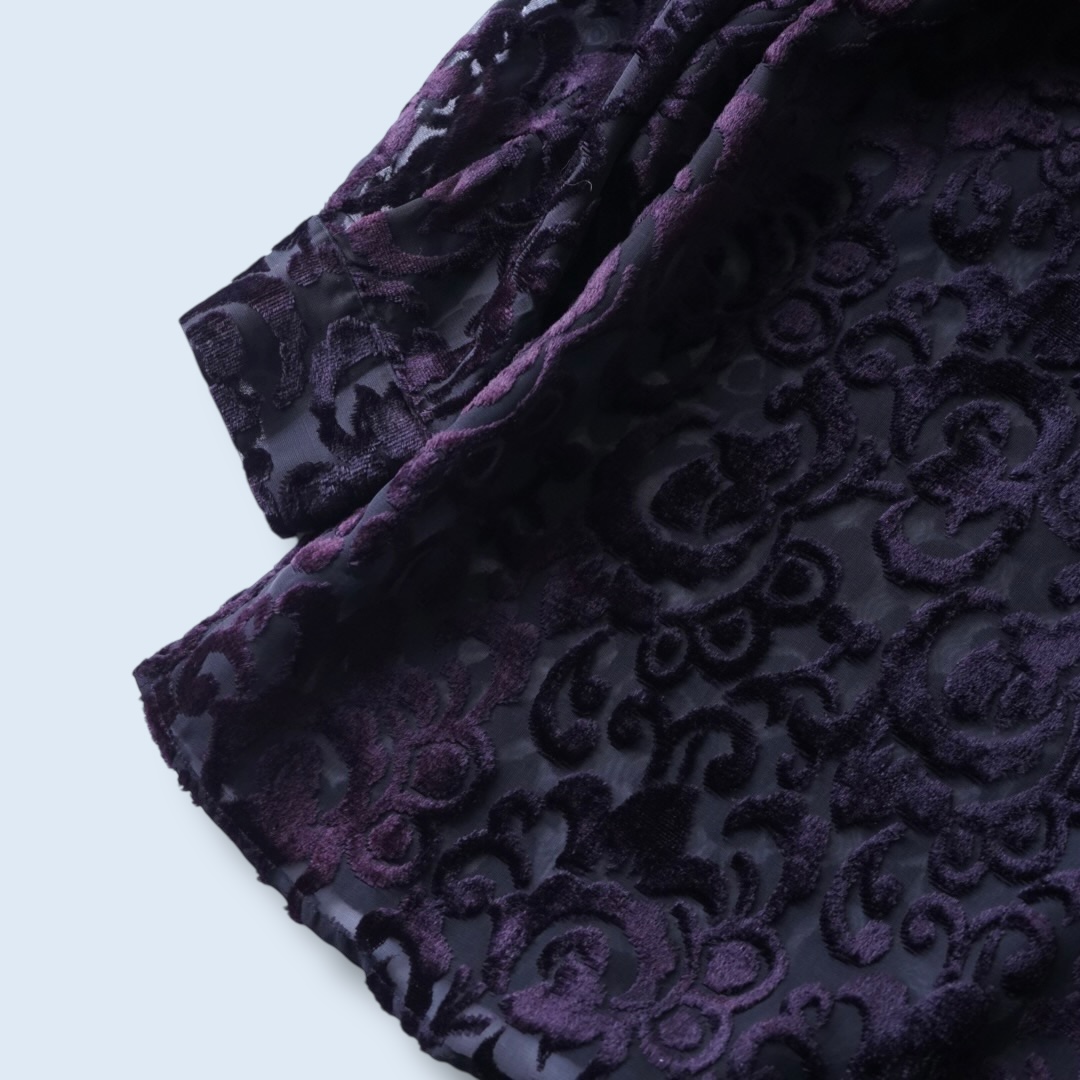 oversized burgundy velours × see-through shirt