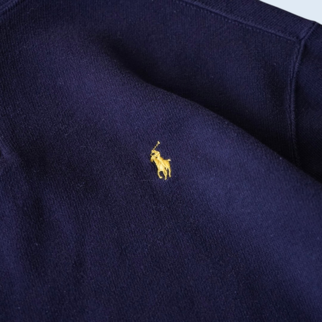 【RalphLauren】navy × yellow half zip knit