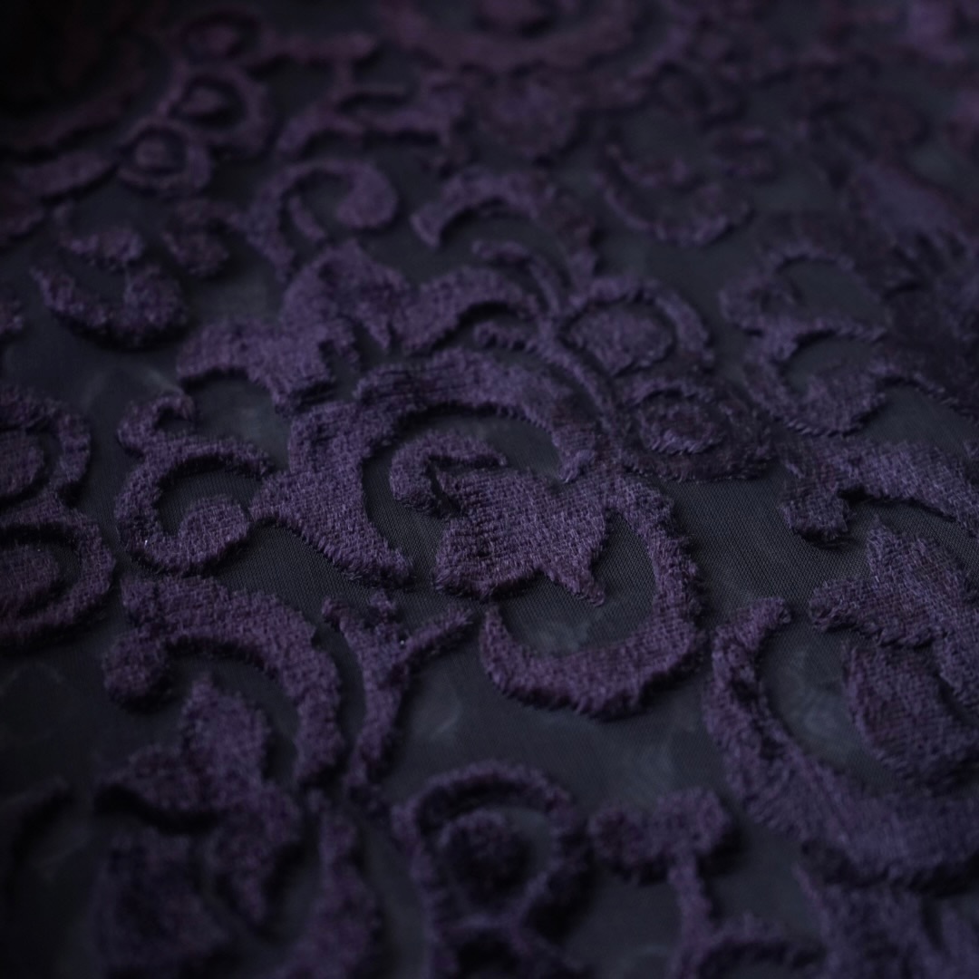 oversized burgundy velours × see-through shirt