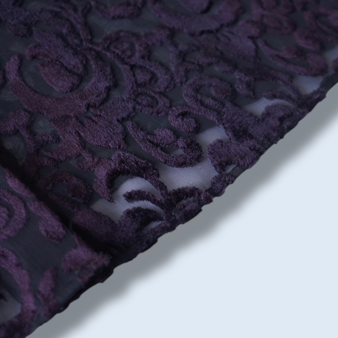 oversized burgundy velours × see-through shirt