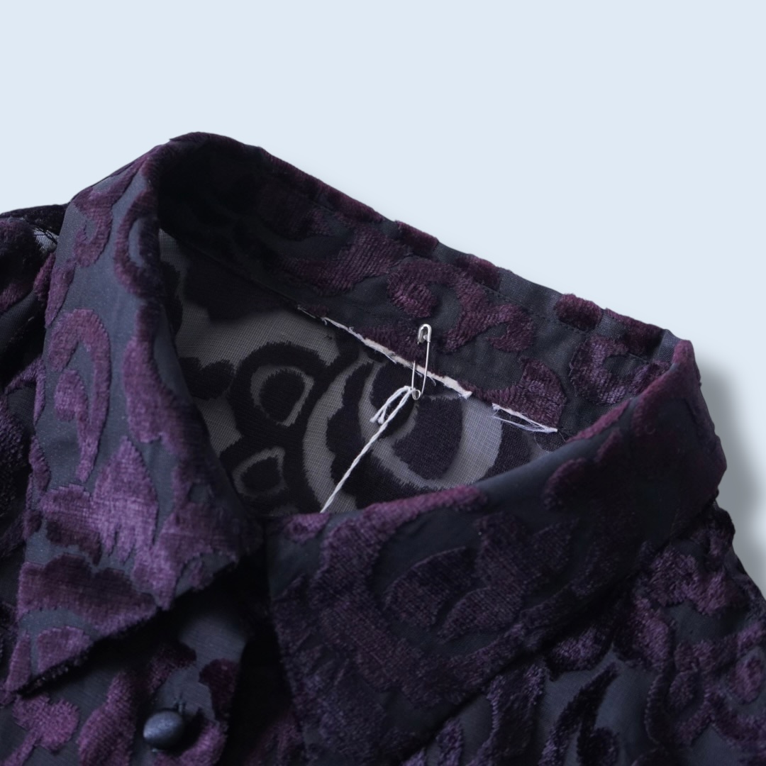 oversized burgundy velours × see-through shirt