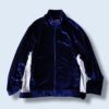 glossy blue × white velours track jacket