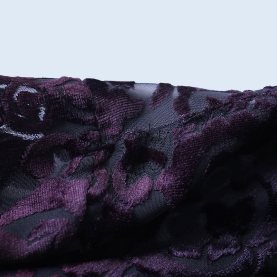 oversized burgundy velours × see-through shirt