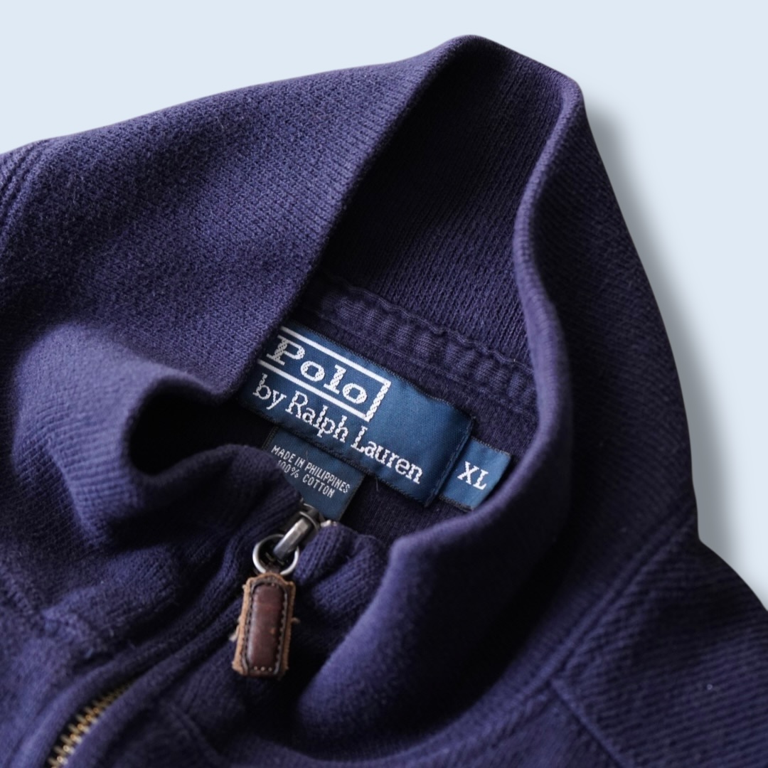 【RalphLauren】navy × yellow half zip knit
